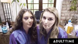 A hair stylist is doing her job while making lesbian love with client in POV style