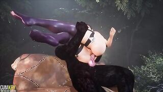 Big Cock Monster fucked a wild woman in anal sex