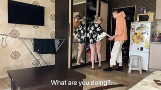 A pretty woman did not wear panties and seduced a young guy