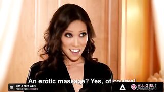 The sexy Asian masseuse oiled her client’s body, rubbing it all over, fingered her pussy, and ate her out