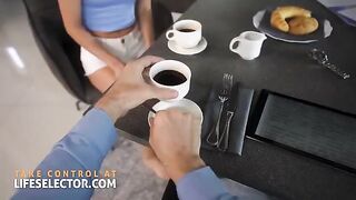Skinny foot fetish nanny Candee Licious rides big cock in POV