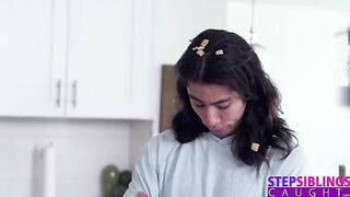 The guy is fucking with the hot stepsis Kyler Quinn in the kitchen
