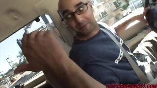 A hot babe got her pussy wet in the car with a guy she just met