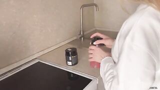 An insolent girlfriend threw her legs on the table and was fucked for it