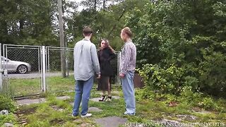A hot woman fucks hard in the village with her boyfriend