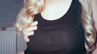 Slapping tits and having sex with my wife - it's amazing! The end on the breast