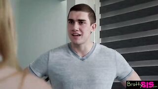 Pervert stepsis fucks her brother in a steamy roleplay threesome