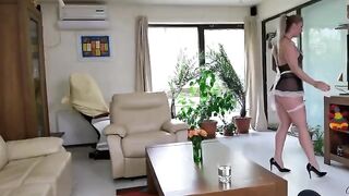 A horny maid got her first anal sex experience and squirted all over