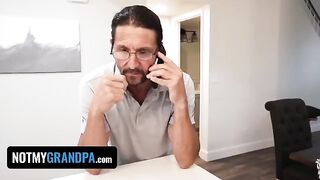 The step-grandpa punished naughty stepdaughter Britt Blair for her indecent behavior