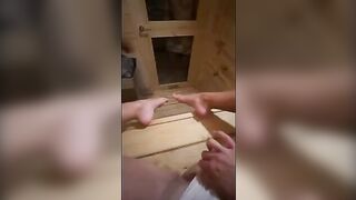 This big-mouthed Italian guy masturbates in sauna and I deepthroat him until he comes