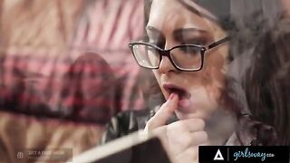 An investigator, portrayed by the stunning Riley Reid, rubs her pussy in a fantasy scene