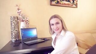 The girl is fucking with her boss at work to get promoted fast