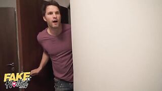 A girl got a secret affair in a fake hostel, turning into a wild bunk threesome