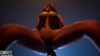 A big boobed girl is fucking with a big cock monster in 3D porn