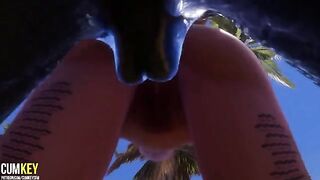 Two hot girls getting fucked by a huge 3D monster