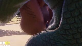 Two hot girls getting fucked by a huge 3D monster