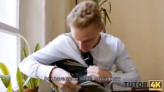 Instead of studying, a guy finished with his tutor in a steamy encounter