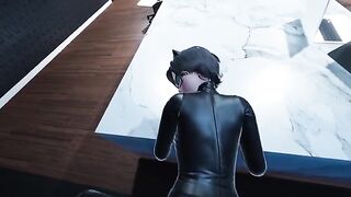Catwoman Pov in the office, a steamy DC Comics parody scene