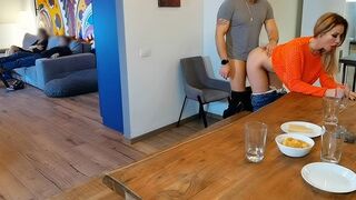 Cheating wife fucks with another guy right in front of her husband
