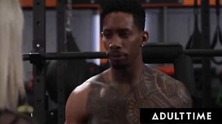 Muscle dude stuffed wet pussy and ass of ebony hottie