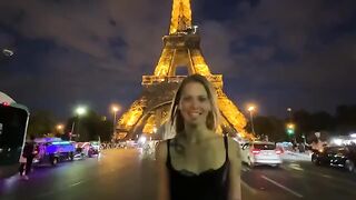 A couple is having fun in a playful, slightly rough way in Paris