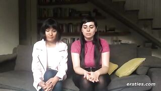 Two hot lesbian friends enjoy intense strap-on sex
