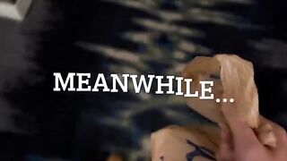 The blue-haired star begs the delivery guy to fuck her in a steamy scene