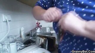 Hot 80 years old blonde grandma enjoying sex with a young guy