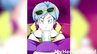 Hentai animation compilation featuring Bulma from Dragon Ball Super, showcasing her in a titjob scene