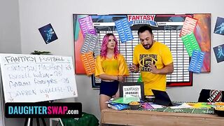 Pervert stepdads fucked by sneaky teens in a fantasy football twist