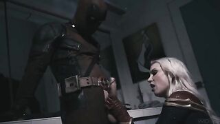 Deadpool fucks blonde Captain Marvel in a steamy scene