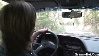 A hot grandma is getting fucked on the highway in this steamy scene