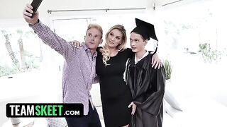 Busty stepmom Kenzie Taylor rewards her stepson with a wet pussy for his graduation