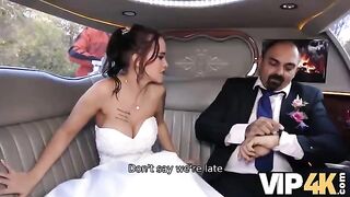 A bride allowed her husband to watch her getting anal in the limousine