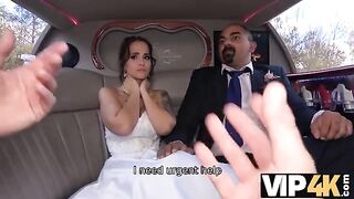 A bride allowed her husband to watch her getting anal in the limousine