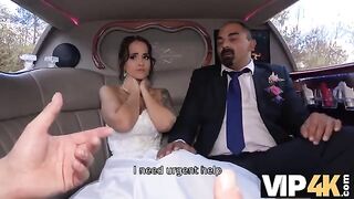 A bride allowed her husband to watch her getting anal in the limousine