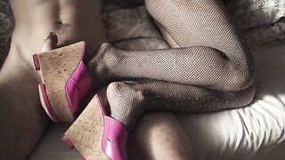 A hot girl in high heels and pantyhose is always ready for sex