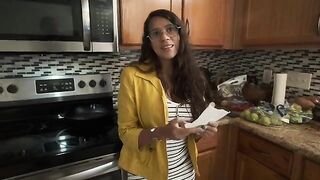 My stepmom, a Puerto Rican beauty, wakes me up with a wet pussy in the morning