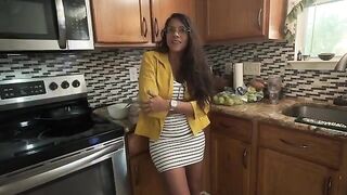 My stepmom, a Puerto Rican beauty, wakes me up with a wet pussy in the morning