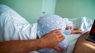 A step sister helps her brother to experience orgasm while watching porn
