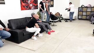 Monika Fox gets her asshole gapped and her holes drained backstage