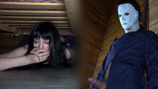 The girl is stuck in a Halloween costume and fucks hard