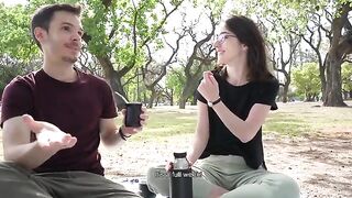 A day at the park turns into a public blowjob session for this cute teen