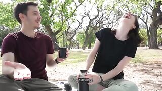 A day at the park turns into a public blowjob session for this cute teen