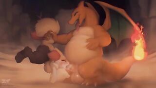 A hot Fire-type Pokémon scene with intense passion