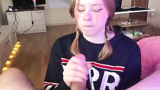 The student gently sucks and loves to finish with a strong climax