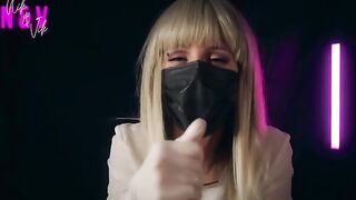 A crazy nurse in latex gloves will bring you to bed for a handjob