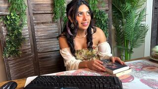 A girl is getting fucked in a bookstore, embodying forbidden desire