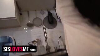 The stepsister, Alex Coal, was blindfolded and fucked by her stepbrother in a taboo scene