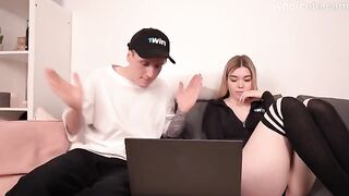 The beautiful girl won a blowjob in a dispute